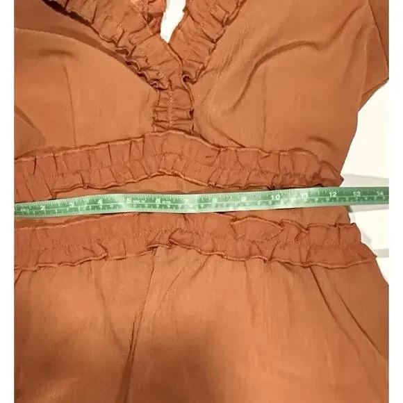 Burnt Orange Ruffle Short Dress Size Small - Picture 13 of 14